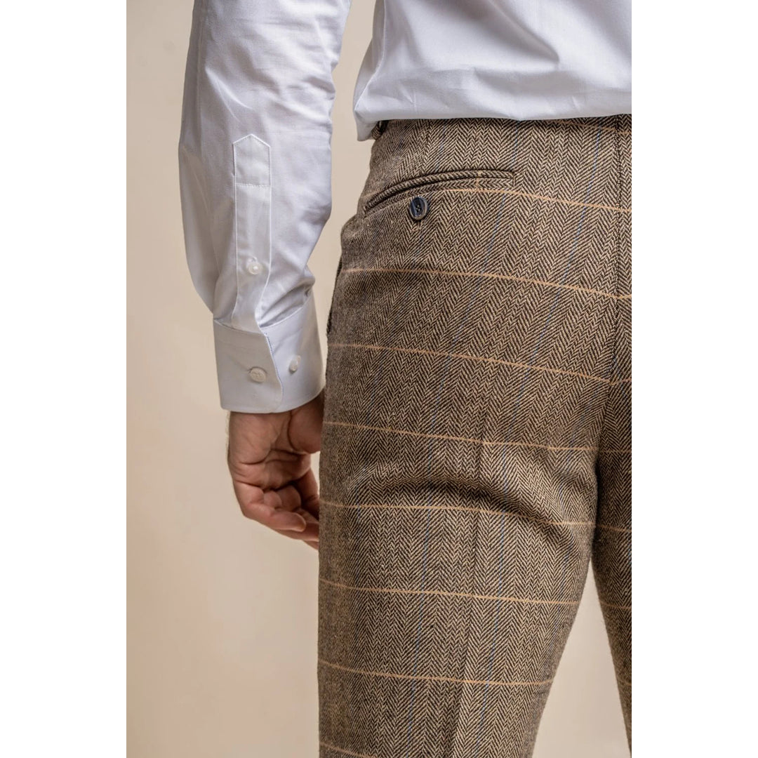 Pantalon homme tweed chevrons vintage rétro à carreaux Peaky Blinders