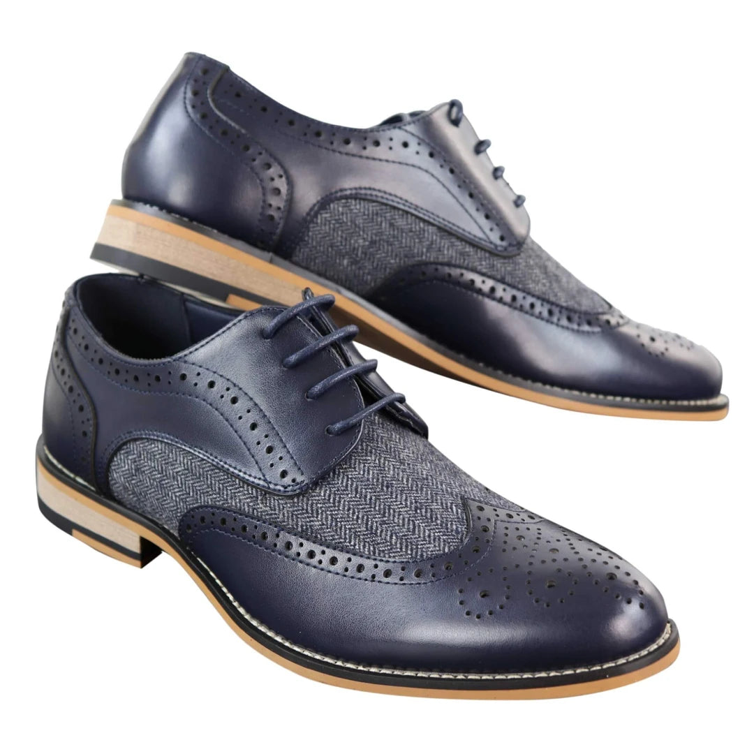 Cavani Horatio - Men's Tweed & Leather Oxford Shoes-TruClothing