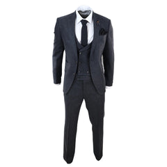 Dark Grey Tweed 3 Piece Suit-TruClothing