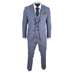 Mens 3 Piece Blue-Grey Vintage Suit - Paul Andrew Victor-TruClothing