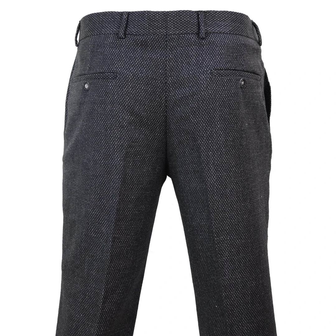 Men's Black Tweed Vintage Trousers - STZ14-TruClothing