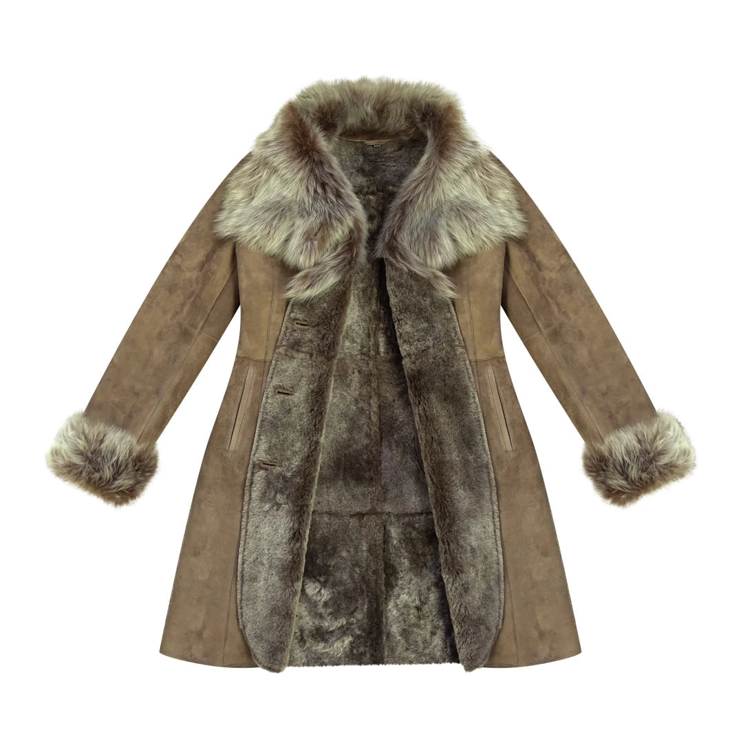 Women's Brown Sheepskin Coat-TruClothing